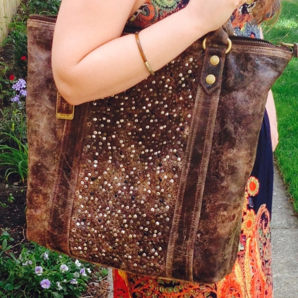 Frye Deborah Studded Leather Tote Bag